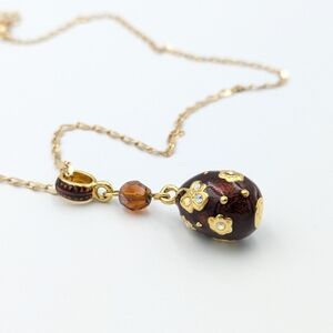 Limited Edition Edgar Berebi Enamel Egg Pendant with flowers and rhinestones